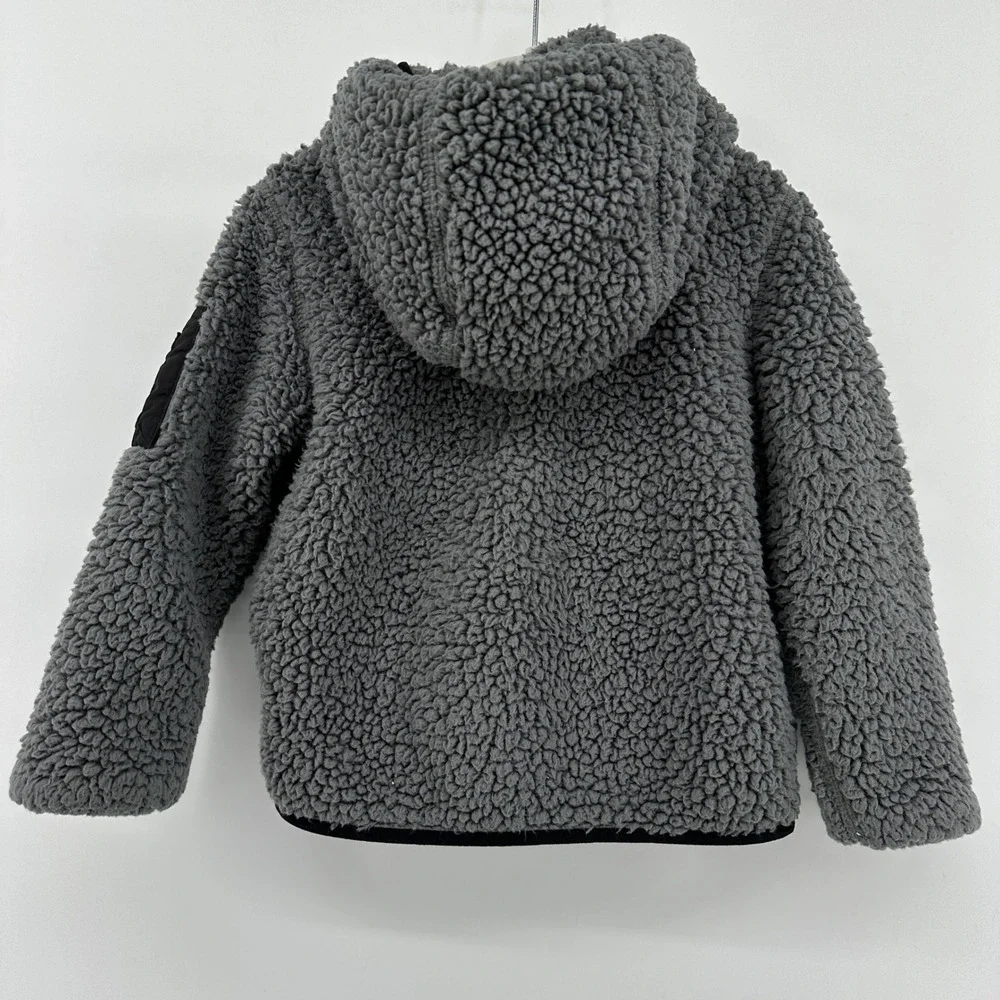 Polo Ralph Lauren Toddler Boys Gray Sherpa Fleece Full Zip Hooded Jacket 3T